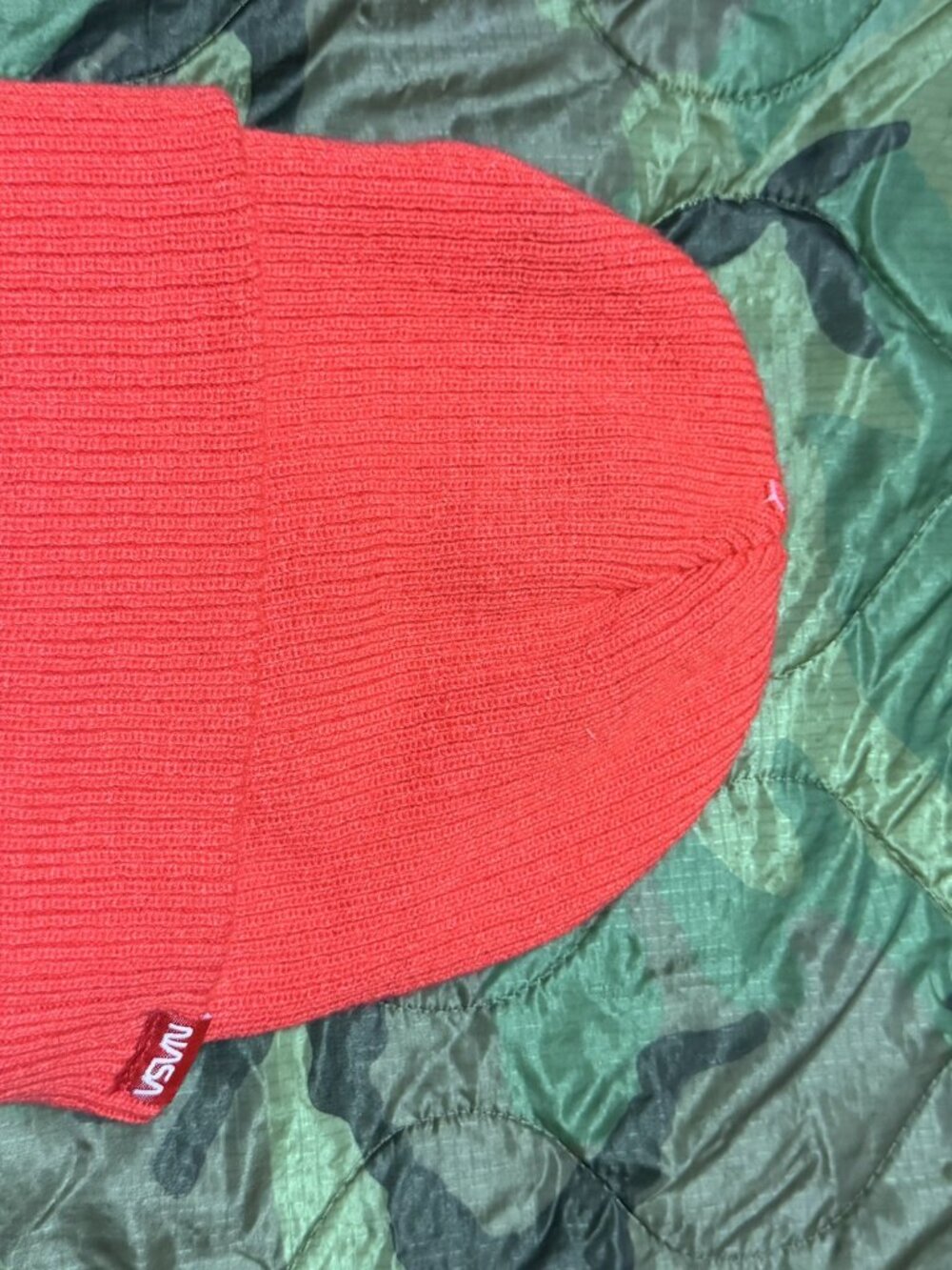 NASA Red Cuffed Knit Beanie - Meatball Patch